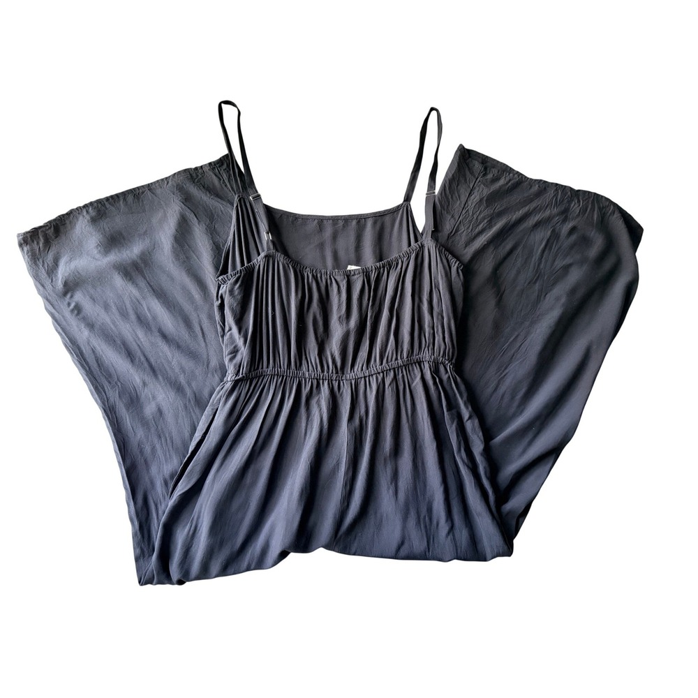 Gap Womens Black Wide Leg Jumpsuit Adjustable Spaghetti Strap Elastic Waist M - Picture 1 of 3